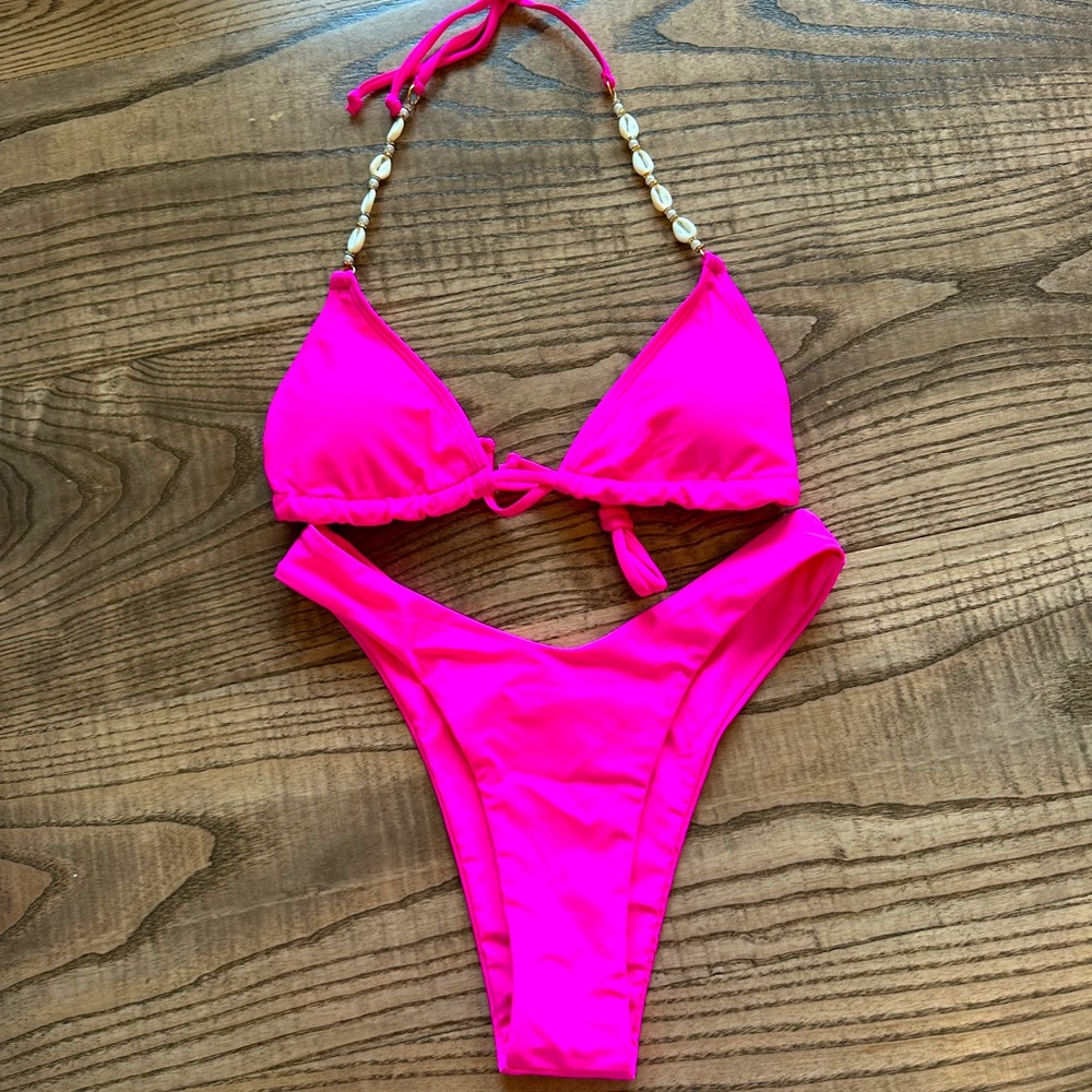 NEW hot pink shell bikini
